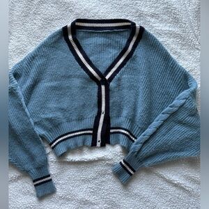 Baby Blue V-Neck Cardigan Sweater